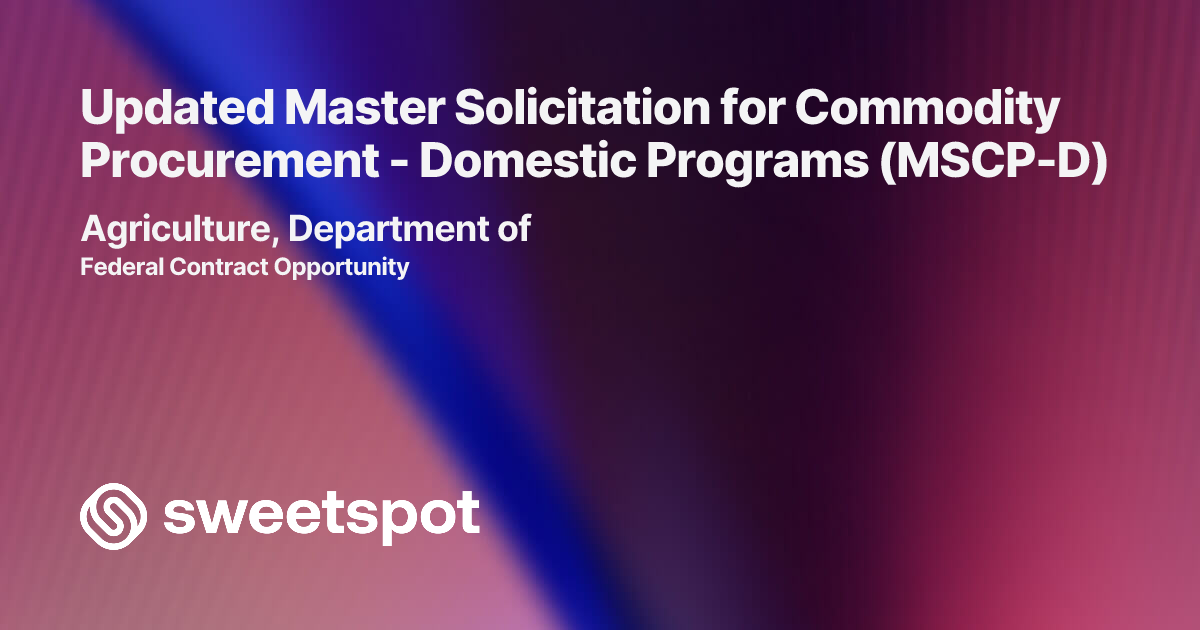 Updated Master Solicitation for Commodity Procurement - Domestic ...