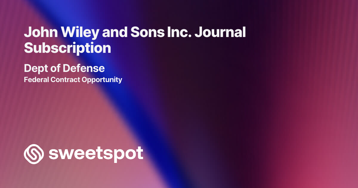 John Wiley and Sons Inc. Journal Subscription