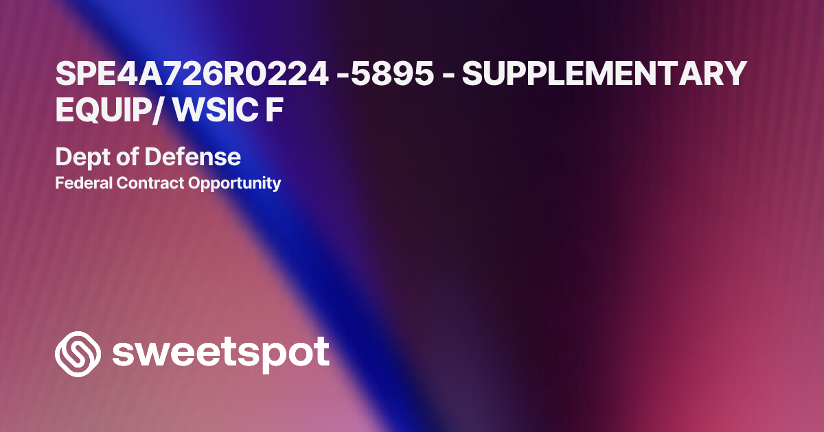SPE4A726R0224 -5895 - SUPPLEMENTARY EQUIP/ WSIC F