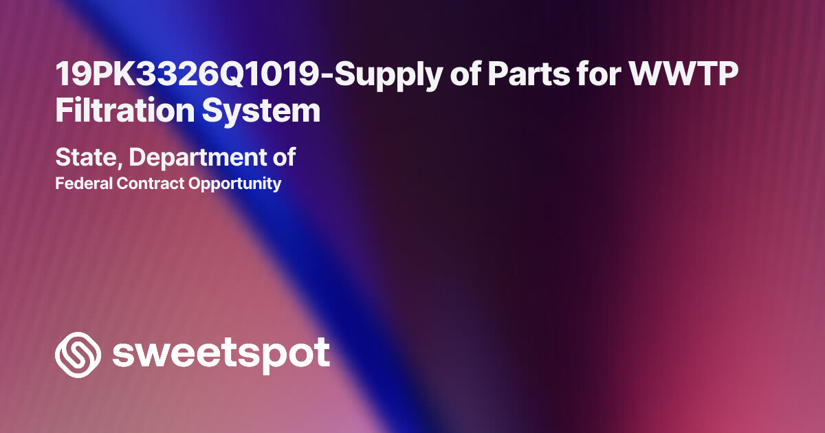 19PK3326Q1019-Supply of Parts for WWTP Filtration System