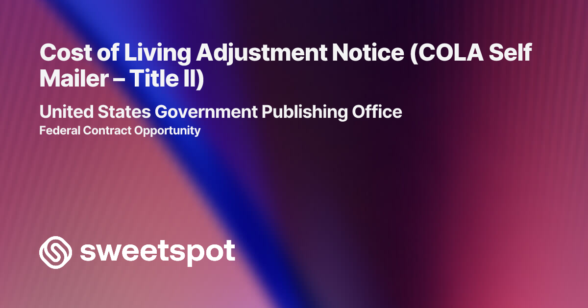 Cost of Living Adjustment Notice (COLA Self Mailer – Title II)