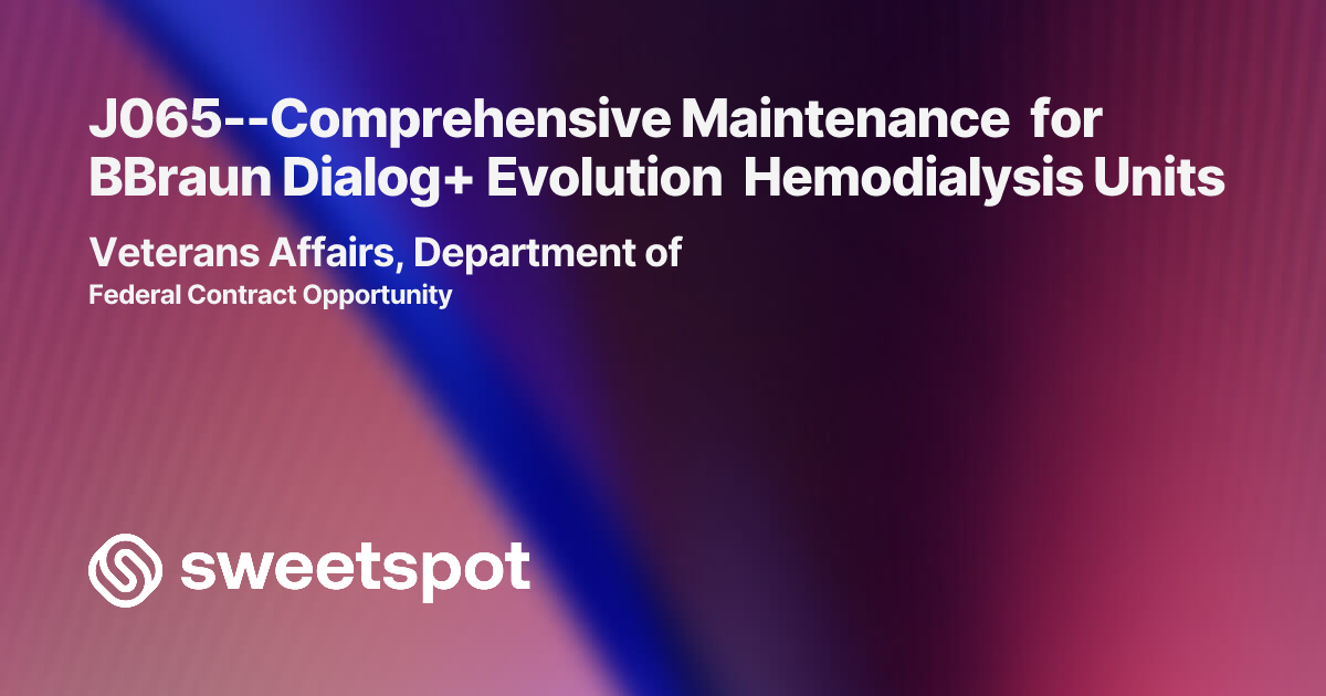 J065--Comprehensive Maintenance for BBraun Dialog+ Evolution ...