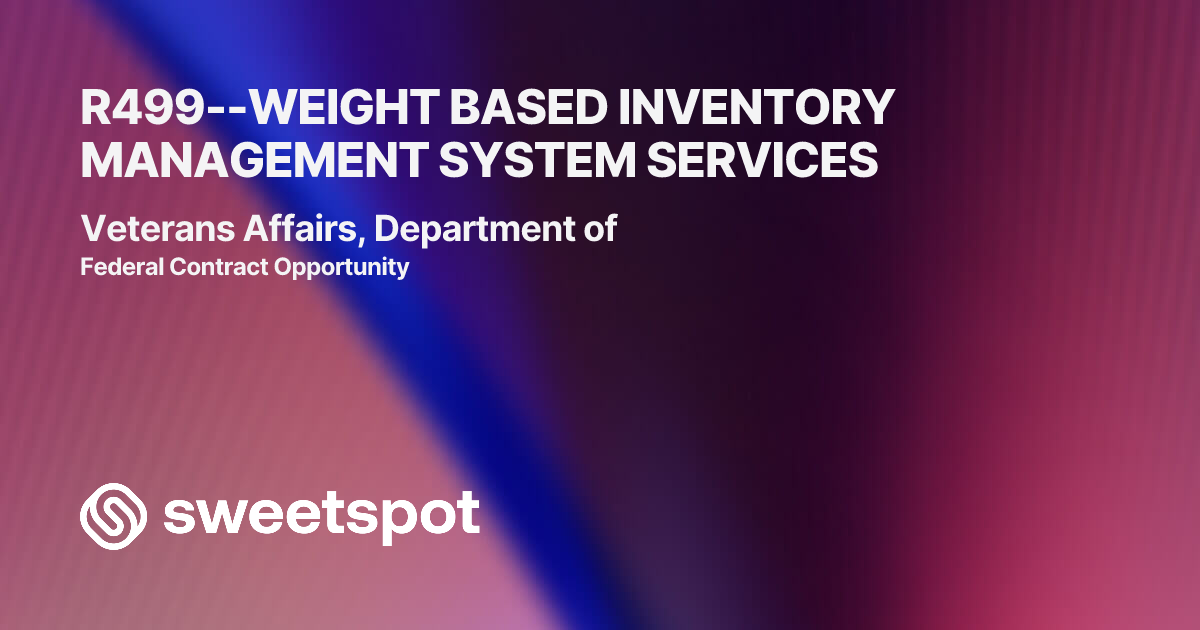 R499--WEIGHT BASED INVENTORY MANAGEMENT SYSTEM SERVICES